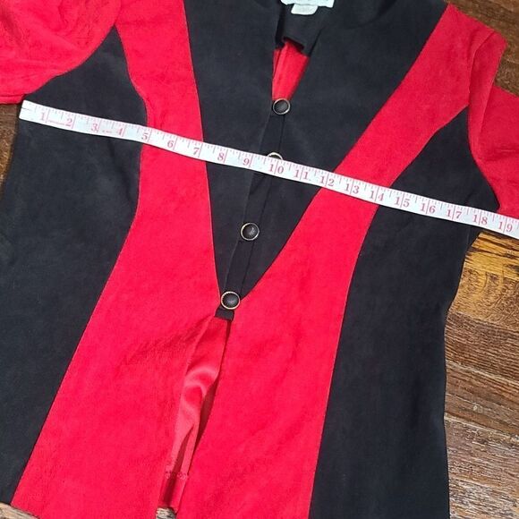 Vintage 80s Red Black Edgy Colorblock Blazer - Picture 8 of 12